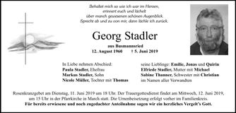 Traueranzeige Gerog Stadler