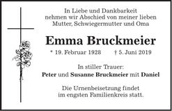 Traueranzeige Emma Bruckmeier