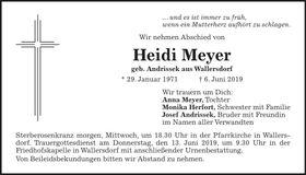 Traueranzeige Heidi Meyer