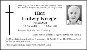 Traueranzeige Ludwig Krieger