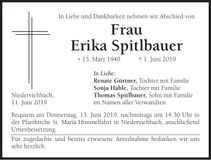 Traueranzeige Erika Spitlbauer