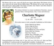 Traueranzeige Charlotte Wagner