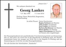 Traueranzeige Georg Lankes
