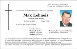 Traueranzeige Max Lehneis