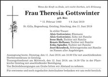 Traueranzeige Theresia Gottswinter