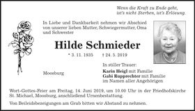 Traueranzeige Hilde Schmieder