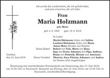 Traueranzeige Maria Holzmann