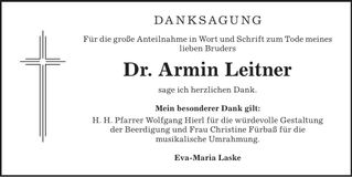 Traueranzeige Armin Leitner
