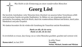 Traueranzeige Georg Lösl