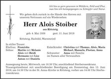 Traueranzeige Alois Stoiber