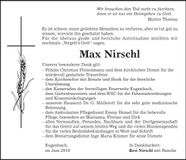 Traueranzeige Max Nirschl