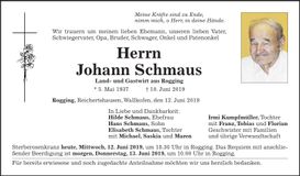 Traueranzeige Johann Schmaus