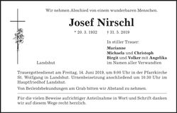 Traueranzeige Josef Nirschl