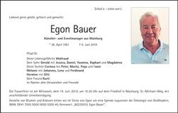 Traueranzeige Egon Bauer