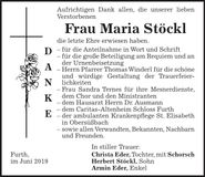 Traueranzeige Maria Stöckl