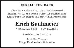 Traueranzeige Erich Rauhmeier