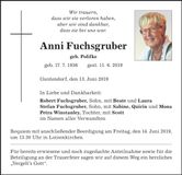 Traueranzeige Anni Fuchsgruber