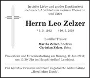 Traueranzeige Leo Zelzer
