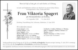 Traueranzeige Viktoria Spagert