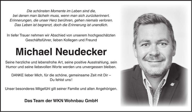 Traueranzeige Michael Neudecker