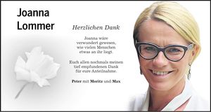 Traueranzeige Joanna Lommer