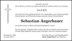 Traueranzeige Sebastian Angerbauer