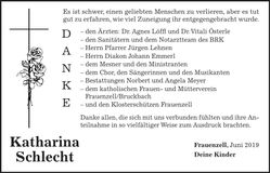 Traueranzeige Katharina Schlecht
