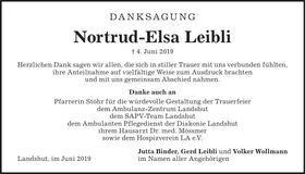 Traueranzeige Nortrud-Elsa Leibli