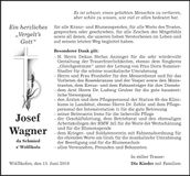 Traueranzeige Josef Wagner