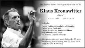 Traueranzeige Klaus Kronawitter