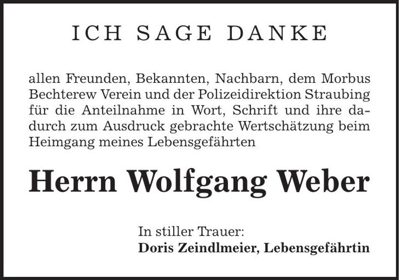 Traueranzeige Wolfgang Weber