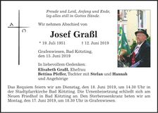 Traueranzeige Josef Graßl