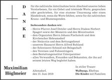 Traueranzeige Maximilian Höglmeier