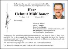 Traueranzeige Helmut Mühlbauer