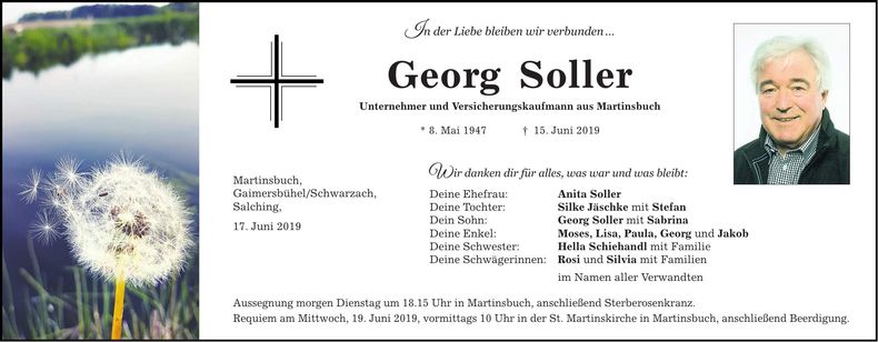 Traueranzeige Georg Soller
