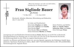 Traueranzeige Siglinde Bauer