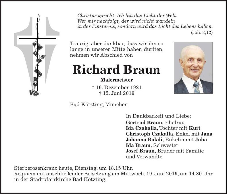 Traueranzeige Richard Braun