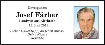 Traueranzeige Josef Färber