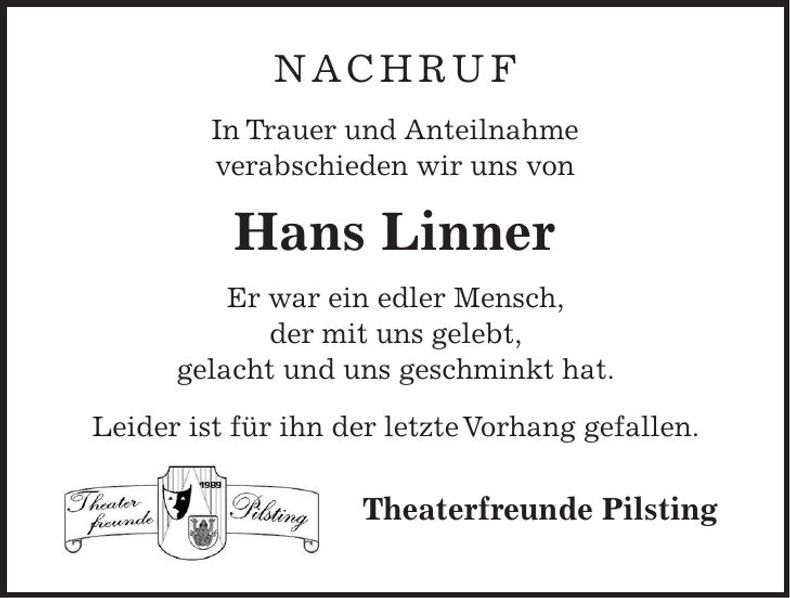 Traueranzeige Hans Linner