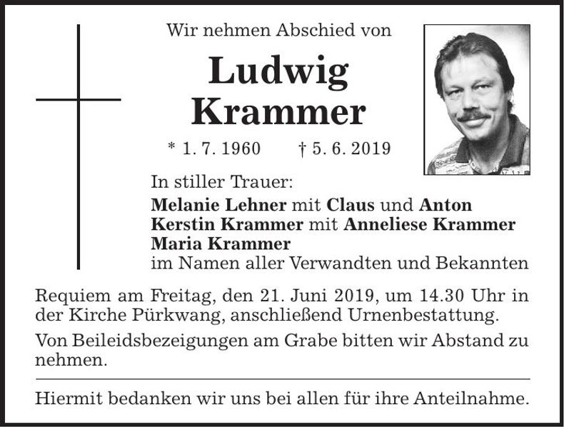 Traueranzeige Ludwig Krammer