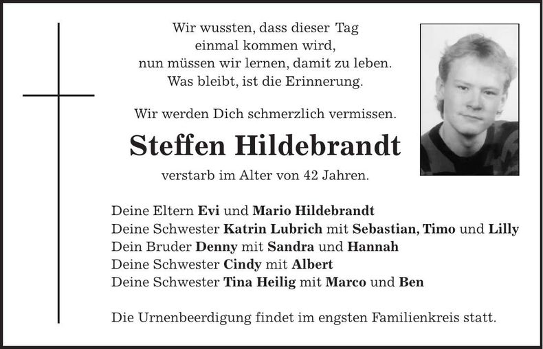 Traueranzeige Steffen Hildebrandt