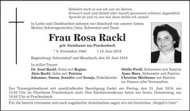 Traueranzeige Rosa Rackl
