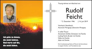 Traueranzeige Rudolf Feicht