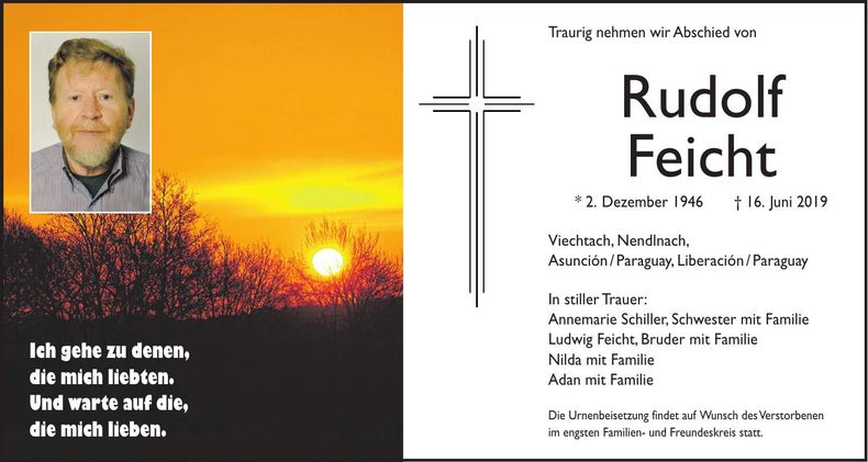 Traueranzeige Rudolf Feicht