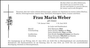 Traueranzeige Maria Weber