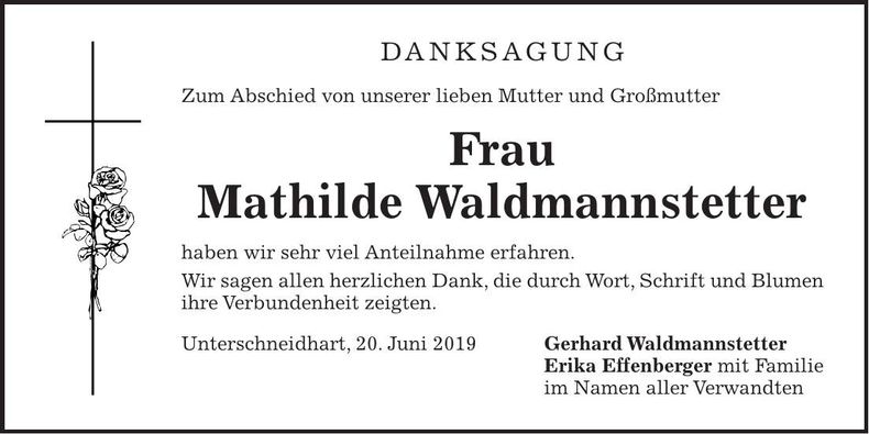 Traueranzeige Mathilde Waldmannstetter