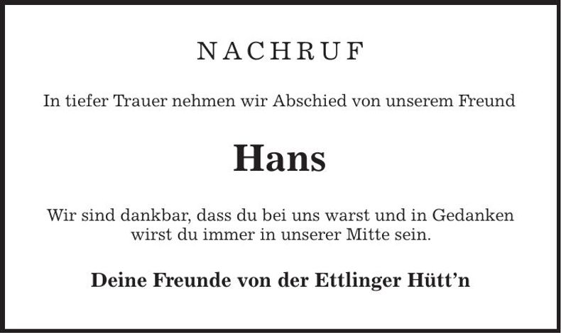 Traueranzeige Johann Horneck