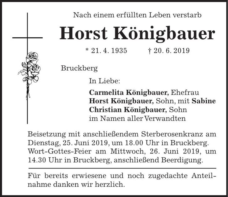 Traueranzeige Horst Königbauer