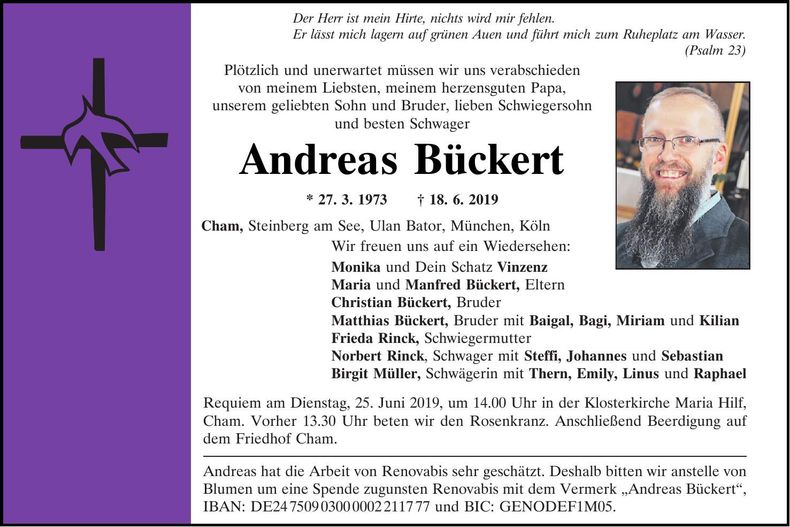 Traueranzeige Andreas Bückert