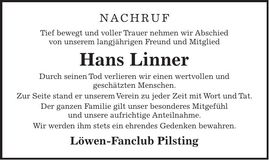 Traueranzeige Hans Linner